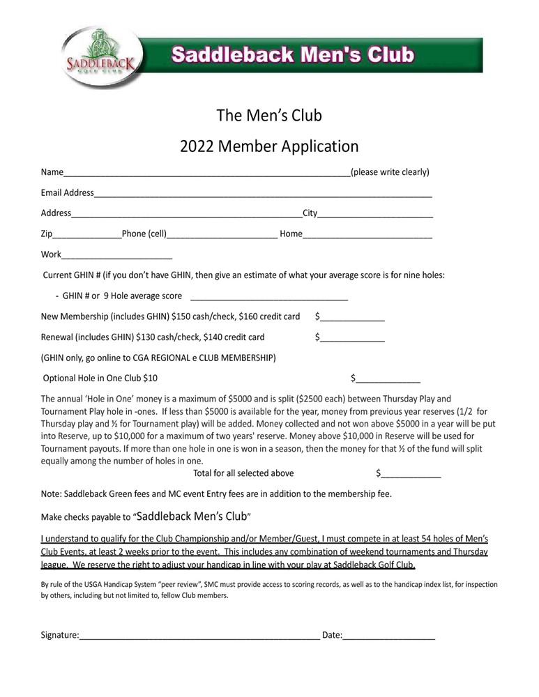 2022 Mens Club Application 